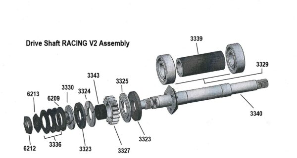 Exploded View Compressor drive shaft RACING V2