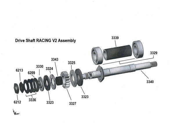 Exploded View Compressor drive shaft RACING V2