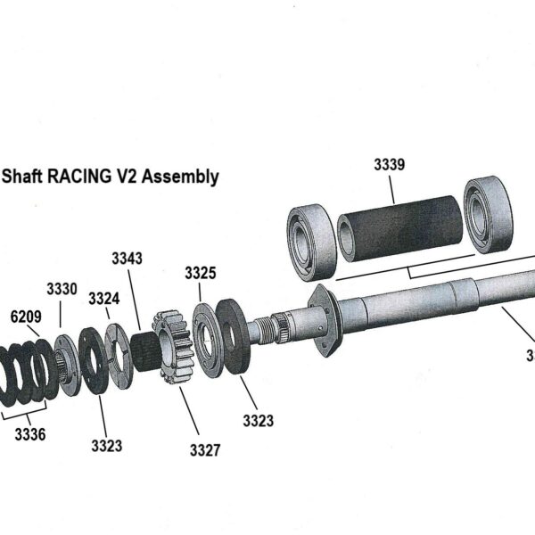 Exploded View Compressor drive shaft RACING V2