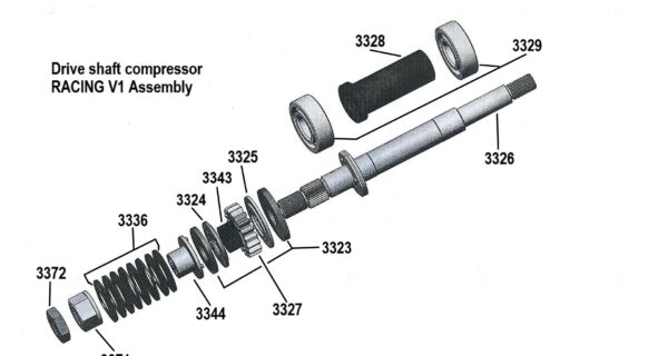 Exploded View Compressor drive shaft RACING V1