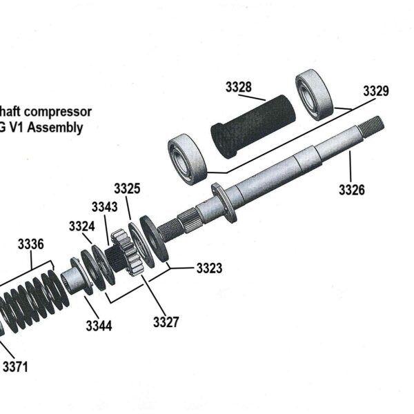 Exploded View Compressor drive shaft RACING V1